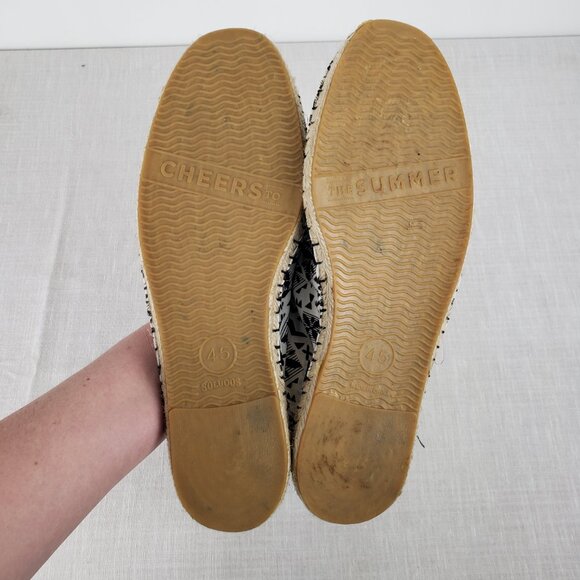 Soludos Dali Espadrille Ivory Black Printed Canvas Shoe Size 45 US Mens 11-11.5 - Picture 3 of 9